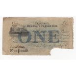 Christchurch, Wimborne & Ringwood Bank 1 Pound dated 1825, serial No.6221 for Dean, Clapcott,