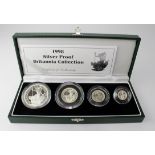 Britannia Silver Proof four coin set 1998. aFDC/FDC some light toning boxed as issued