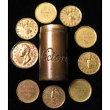 Duke of Wellington 'British Victories' bronze capsule containing 8x gilt bronze miniature medals