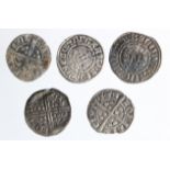 Edward I silver pennies, London x 2, Lincoln and Canterbury and a single Henry III silver penny