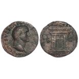 Vespasian as, reverse:- Facade of Altar-enclosure, Rome Mint 71 A.D., Sear 2360, found River Ivel,