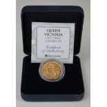 Sovereign 1900 GVF with a black line reverse in a "Westminter" box with certificate
