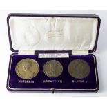 Bronze Coronation medals (Queen Victoria, Edward VII and George V). All 3 medals come in an original