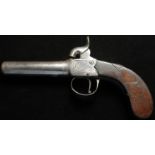 Pocket Pistol, 19th Century percussion turn off barrel pocket pistol circa 1840. Round steel