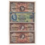 Bermuda (4), 1 Pound dated 1st May 1957 (1), 5 Shillings (2) both dated 1st May 1957 all with