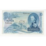 Seychelles Government 10 Rupees dated 1st January 1974, serial A/1 377126 (TBB B122b, Pick15b) VF