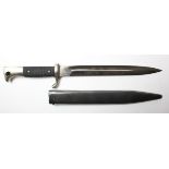 German Dress bayonet WW2 with polished blade and scabbard, Solingen marked blade, missing release