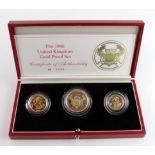 Three coin set 1986 (Two Pounds, Sovereign & Half Sovereign) FDC boxed as issued