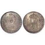Dollar, George III oval countermark on a Bolivian silver 8 Reales 1791 PTS PR, S.3765A, toned aEF