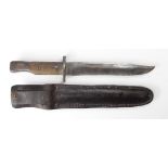 Knife: a WW2 Conversion of a WW1 Ross Rifle Bayonet to make a fighting knife. A commercial