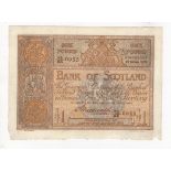 Scotland, Bank of Scotland 1 Pound dated 27th November 1919, large 'square' note with scarce early