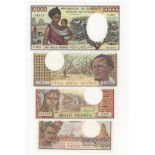 Djibouti (4), 10000 Francs issued 1984 (TBB B104b, Pick39b), 5000 Francs issued 1979 rarer issue