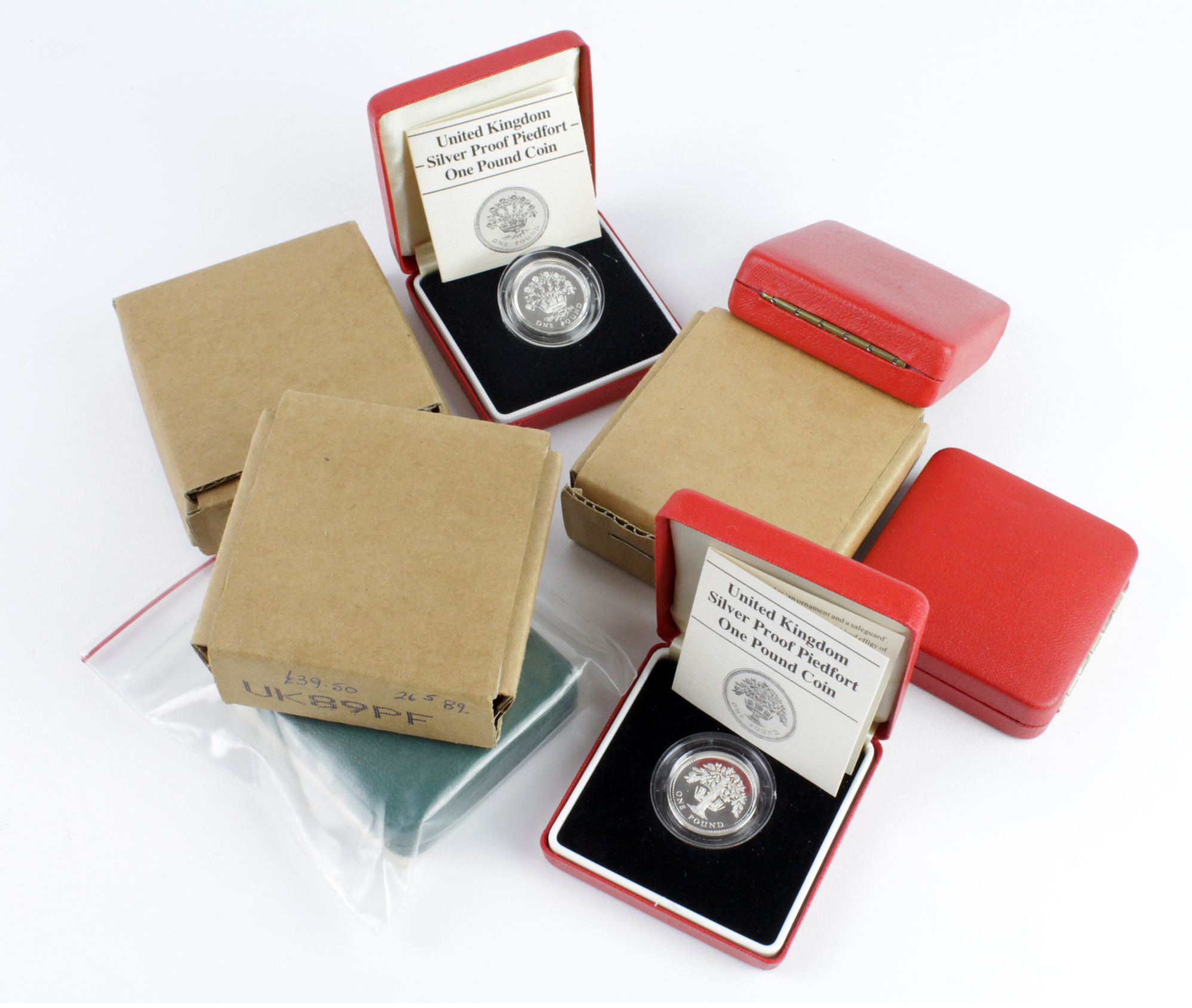 GB Royal Mint Silver Proof Piedfort £1 Coins (8) cased with certs: 1983, 1984, 1985, 1986, 1987,