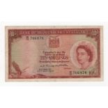 Rhodesia & Nyasaland 10 Shillings dated 27th May 1957, signed A.P. Grafftey-Smith, W/10 766876, (TBB