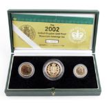 Three coin set 2002 (Two Pounds, Sovereign & Half Sovereign) FDC boxed as issued