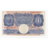 Peppiatt 1 Pound issued 1940, scarce REPLACEMENT note S04H 222184, blue WW2 emergency issue, (