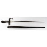 Bayonet: a Model 1874 French Epeé, Gras bayonet made at Tulle in November 1876. Clean blade 20.5"