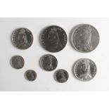 Specimen set 1887. An eight coin set (Crown - Silver Threepence, with both Sixpence types) Fine -