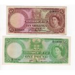 Fiji (2), 1 Pound dated 1st May 1965, serial C/18 149781 (TBB B330g, Pick53g) pressed VF+ looks much