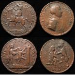 Jacobite Rebellion Defeated Medals 1746 (2): 33mm see Eimer 609, and 31mm see Eimer 610, pitted F/