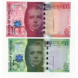 Scotland, Bank of Scotland (2), 100 Pounds and 50 Pounds dated 17th September 2007, a pair with