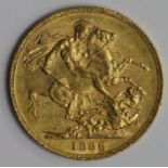 Sovereign 1886M, St George, Melbourne Mint, Australia, S.3857C, VF