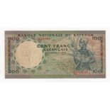 Katanga 100 Francs dated 15th September 1962, serial GJ836954 (TBB B209c, Pick12a), one tiny edge
