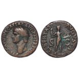 Claudius copper as, Rome Mint 41-42 A.D., reverse reads:- LIBERTAS AVGVSTA S C, Sear 1859, NVF