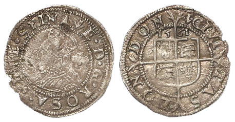 Elizabeth I silver threepence, Third and fourth Issues 1561-1577, mm. Pheon 1561-1565, with date and