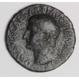Drusus copper as, Rome 23 A.D., reverse reads:- PONTIF TRIBVN POTEST ITER around central S C, Sear
