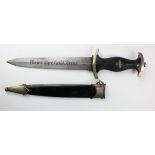 German SS Dagger Herman Hann maker marked blade, cross guard numbered 2533, Meine Ehre heist Treue