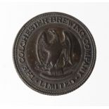 Token -- The Colchester Brewing Co. Ltd. 1½ penny copper token.
