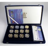 World Silver Proof Crown-size issues (12) all with a "Queen Mother" theme. aFDC/FDC in a plush Royal