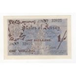 Jersey 1 Shilling issued 1941 -1942, German Occupation issue during WW2, serial No. 32025, (TBB