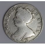Crown 1708/7 Septimo, E below bust, Edinburgh Mint, S.3600, Fair, scratched.