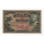 Sarawak 1 Dollar dated 1st January 1935, portrait Charles Vyner Brooke at right, serial A/3