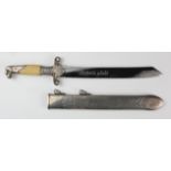 German RAD Officials Hewer, paperknife size "Arbeit Adelt" etched blade, matching scabbard