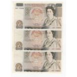 Somerset 50 Pounds (3) Pictorial Series D issued 1981, a consecutively numbered run of low FIRST