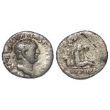 Vespasian silver denarius, Rome Mint 69-70 A.D., reverse:- Judaea seated, right, resting on trophy