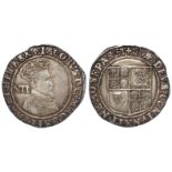 James I silver shilling, Second Coinage 1604-1619, reverse reads:- QVAE DEVS, mm. Lis 1604-1605,