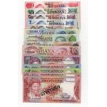 Africa (14), SPECIMEN sets with matching serial numbers, Botswana 20 Pula, 10 Pula, 5 Pula, 2 Pula &