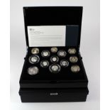 Proof Set 2018, the thirteen coin set struck in silver. FDC boxed as issued