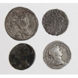 Trajan silver denarius, reverse:- Providentia, globe at feet, Sear - . GVF,with a silver washed