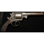 Revolver: An Adams (approx bore .45) Martial Pattern revolver. Side of frame marked 'Adams Pat: