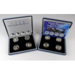 One Pound Silver Proof four coin sets (2) Bridges & Beasts. FDC boxed as issued