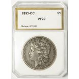 USA Morgan Silver Dollar 1893-CC slabbed PCI VF20