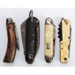 Collection of various pocket knives some military