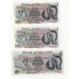 Northern Ireland, Bank of Ireland (3), 1 Pound issued 1967, signed W.E. Guthrie, serial B870099 (TBB