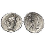 Roman Republican silver denarius serratus, Rome Mint 82 B.C., of C.Mamilius C.f.Limetanus, obverse;-