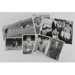 Manchester United signed 8x10" and postcard size, inc Nobby Stiles, Alex Stepney, Albert Scanlon,